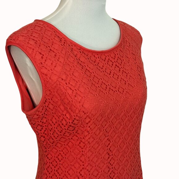 Jessica Howard Sleeveless Coral Dress Lace Overlay A Line Size 10 Cruise Fashion - Picture 3 of 16